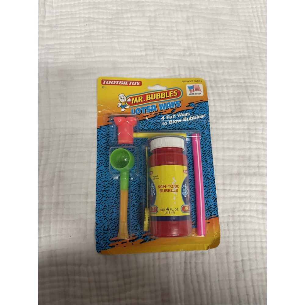 Vintage Tootsie Toy Mr. Bubbles Lotsa Ways Blowing Bubbles Set New Vtg 1993